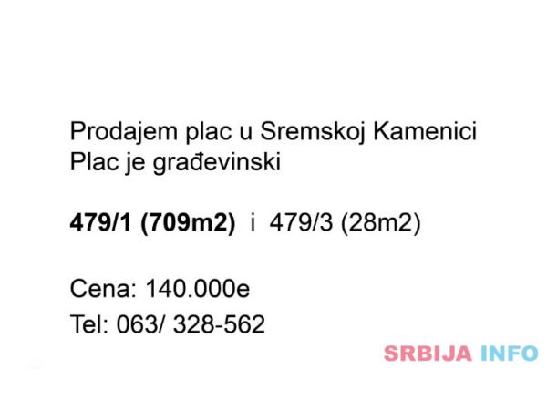 Plac Sremska Kamenica 737m2