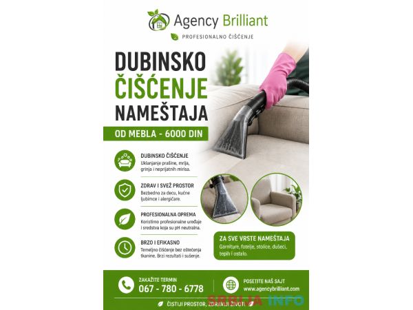 Dubinsko čišćenje nameštaja od mebla  6000 rsd