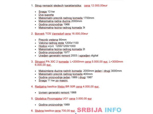 Prodajem masine za mehanicku obradu u odlicnom stanju