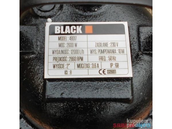Black potapajuca muljna pumpa sa seckalicom 2600w