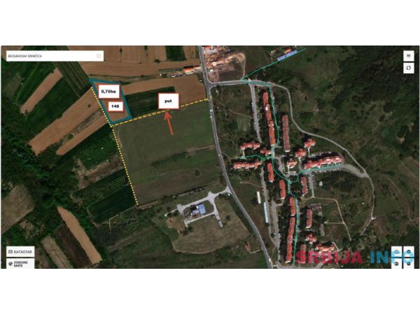 Na prodaju njiva na ulazu u Sremčicu sa desne strane 