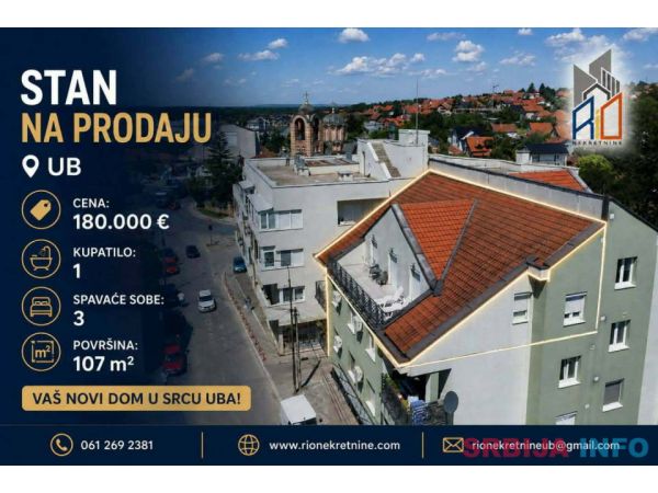 Na prodaju četvorosoban stan kod crkve na Ubu