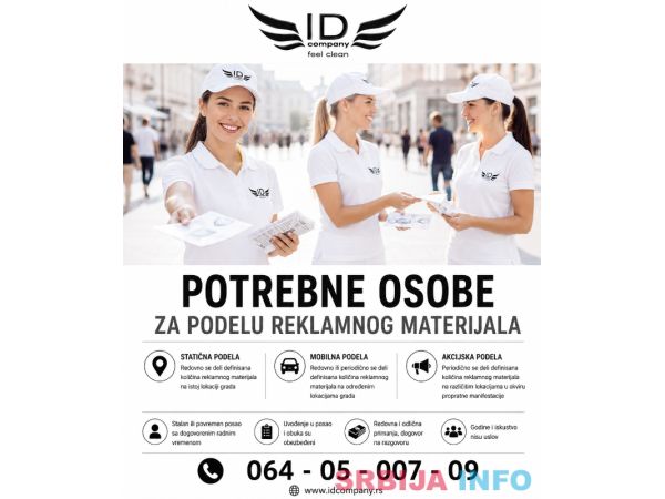 Potrebne osobe za podelu reklamnog materijala