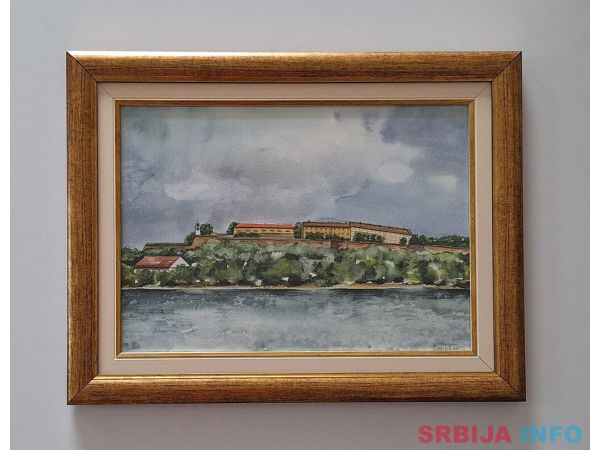 Slika - Petrovaradinska tvrdjava, akvarel. 