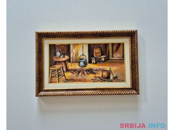 Ulje na platnu - Ognjiste, prelepa slika!