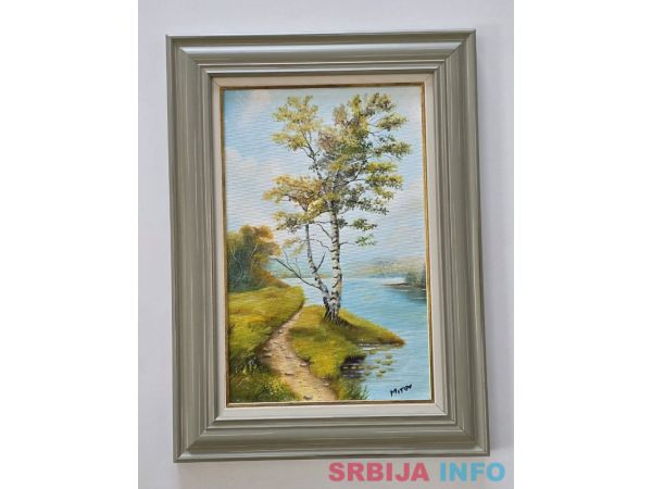 Ulje na platnu - Breza na obali