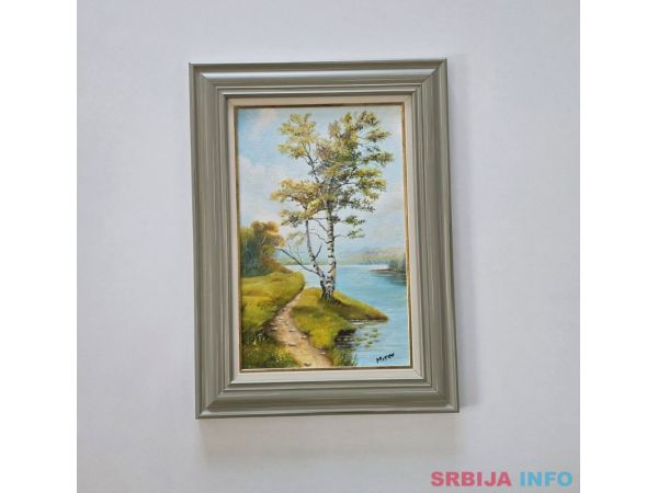 Ulje na platnu - Breza na obali