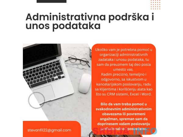 Administrativna podr&scaron;ka i unos podataka 