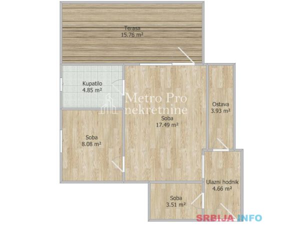 Dvoiposoban stan na prodaju, Slavija, 42m2 + 15m2 terasa