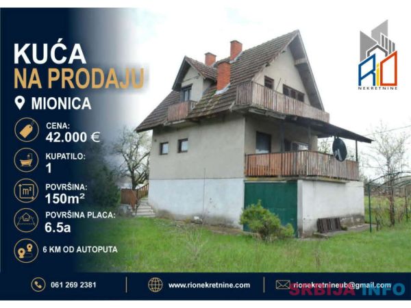 Na prodaju useljiva kuća na 1km od centra Mionice