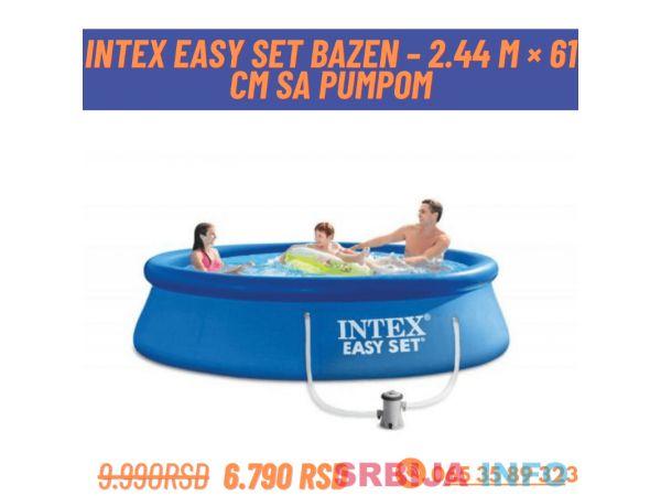 INTEX EASY SET bazen - 2.44 m × 61 cm sa pumpom