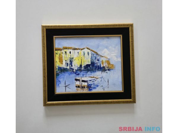 Ulje na platnu - Camac u luci, prelepa slika!