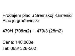 Plac Sremska Kamenica 737m2