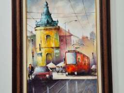 Ulje na platnu - Tramvaj u Beogradu, prelepo!