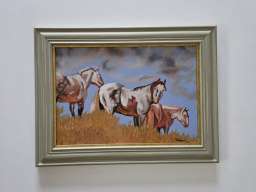 Ulje na kartonu - Konji