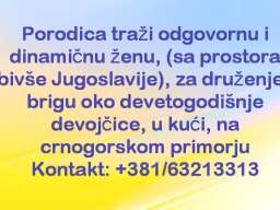 Porodica traži odgovornu i dinamičnu ženu za brigu o detetu