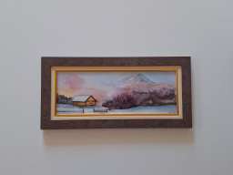 Slika - Koliba u planini, tehnika akvarel. 