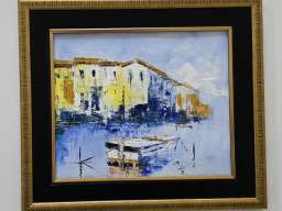 Ulje na platnu - Camac u luci, prelepa slika!